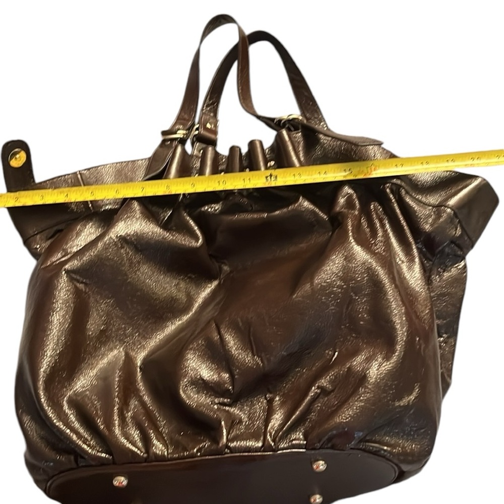 Loeffler Randall for Target large brown patent leather bag gold hardware